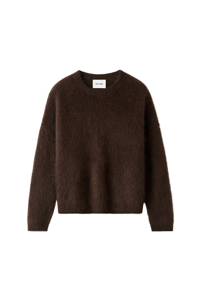 Brushed Boyfriend Crewneck in Mocha