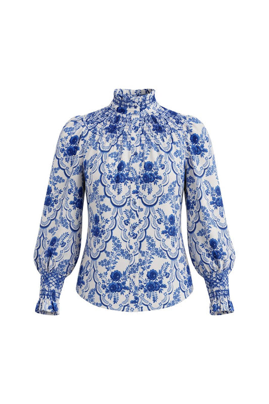 Amelia Long Sleeve in Blue/White Floral