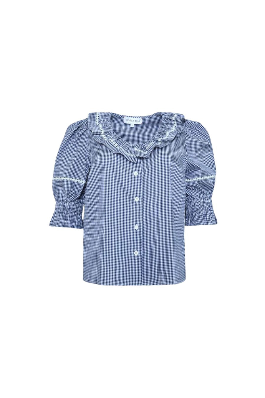 Valene Blouse in Checkmate Navy by Hunter Bell — designer top at Bunny & Babe