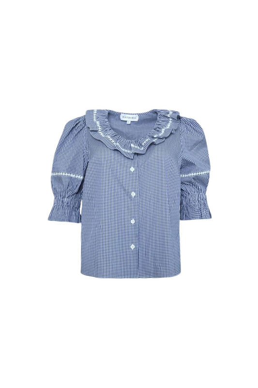Valene Blouse in Checkmate Navy