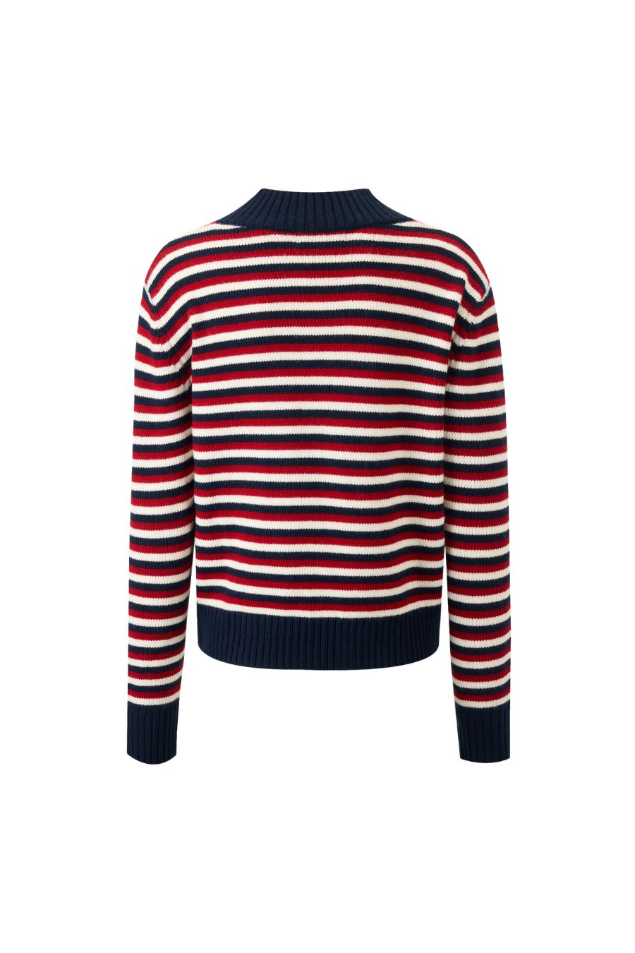 Striped V Neck Sweater in Red/Blue