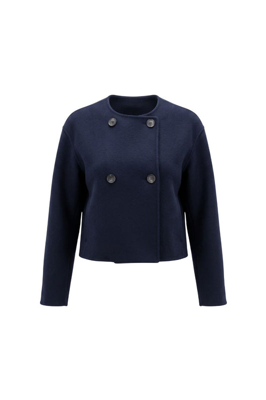 Floren Cropped Coat in Midnight Navy