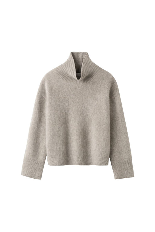 Brushed Boyfriend Turtleneck in Greige