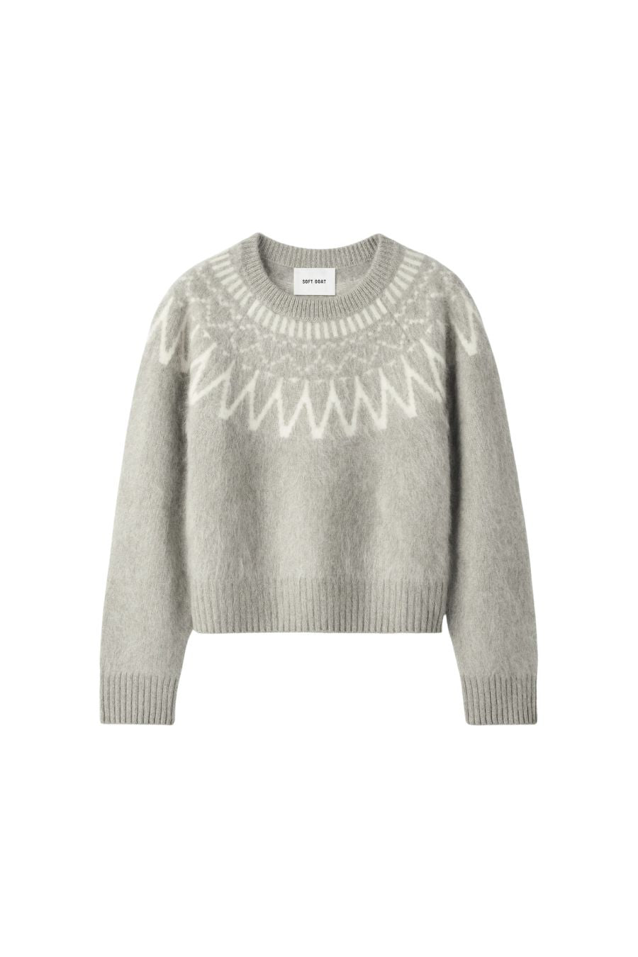Brushed Fair Isle Crewneck in Greige