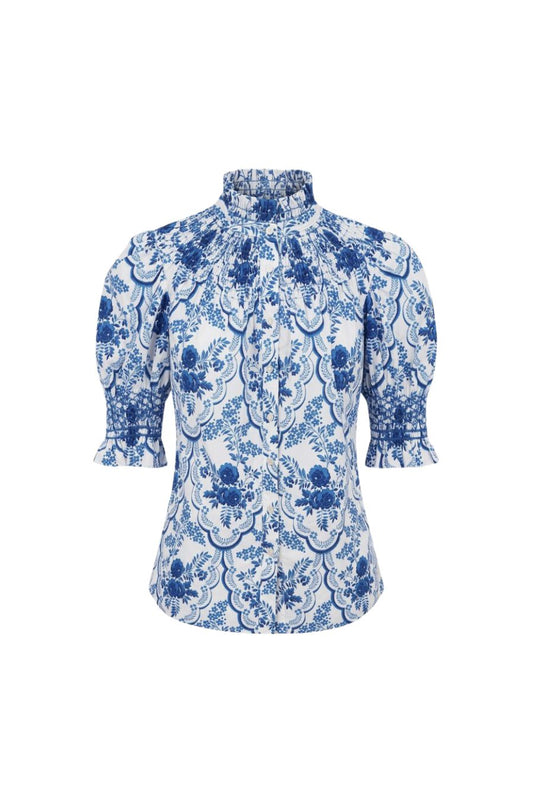 Amelia Short Sleeve in Blue/White Floral