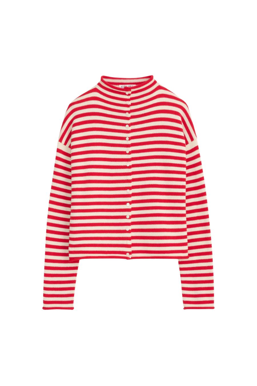Taylor Striped Cardigan in Ivory/Red