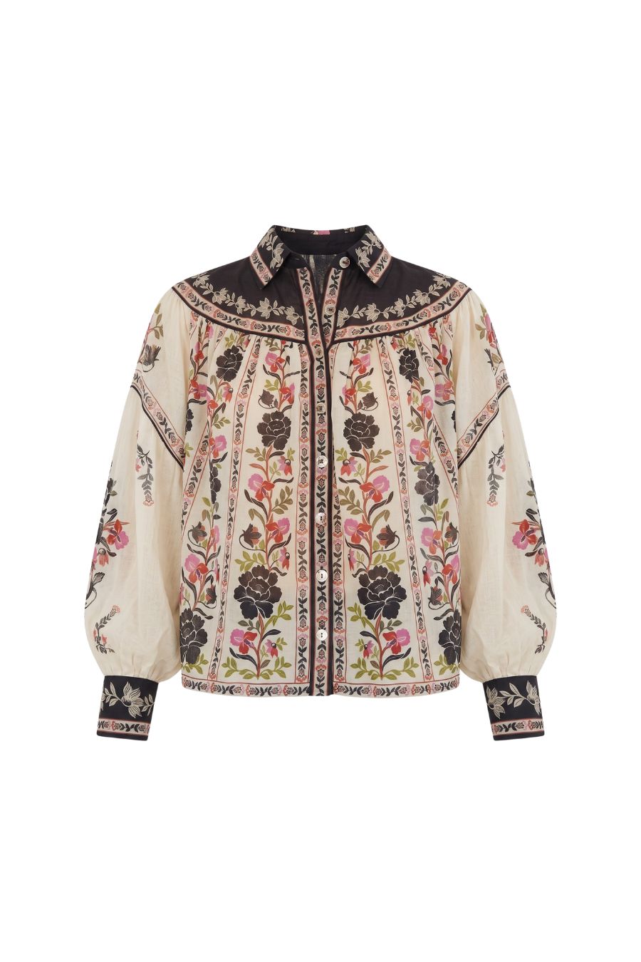Delicate Floral Collared Button Blouse