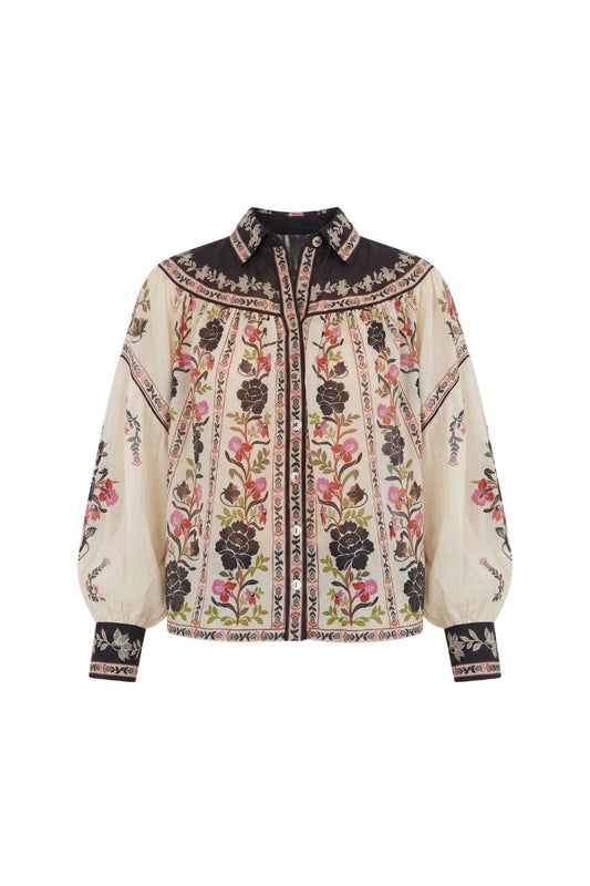 Delicate Floral Collared Button Blouse