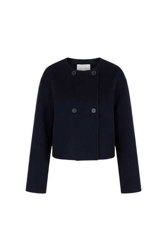 Floren Cropped Coat in Midnight Navy
