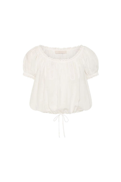 Gabi Top in Fernanda Lace Antique White