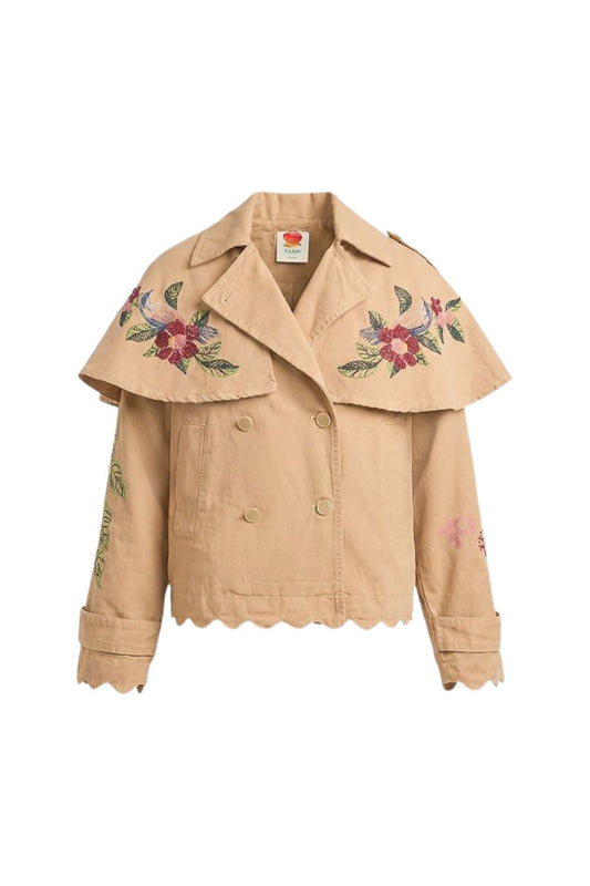 Twill Notched Lapel Mini Trench Coat