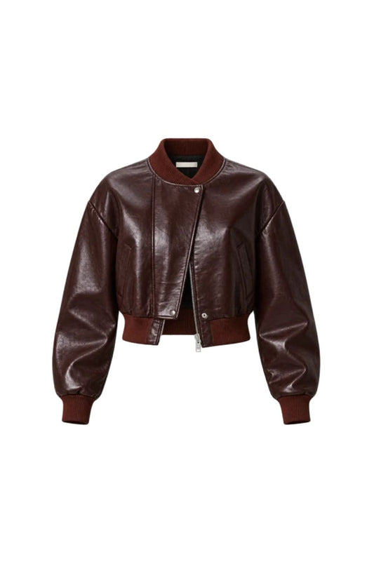 Camille Moto Jacket In Burgundy