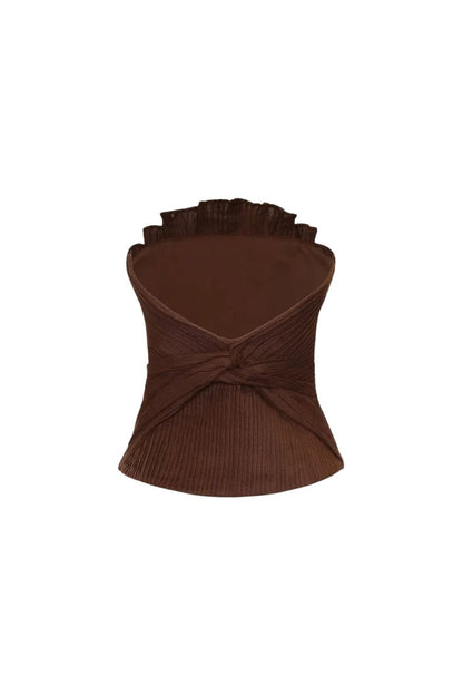 De Los Astros Pleated Top in Brown
