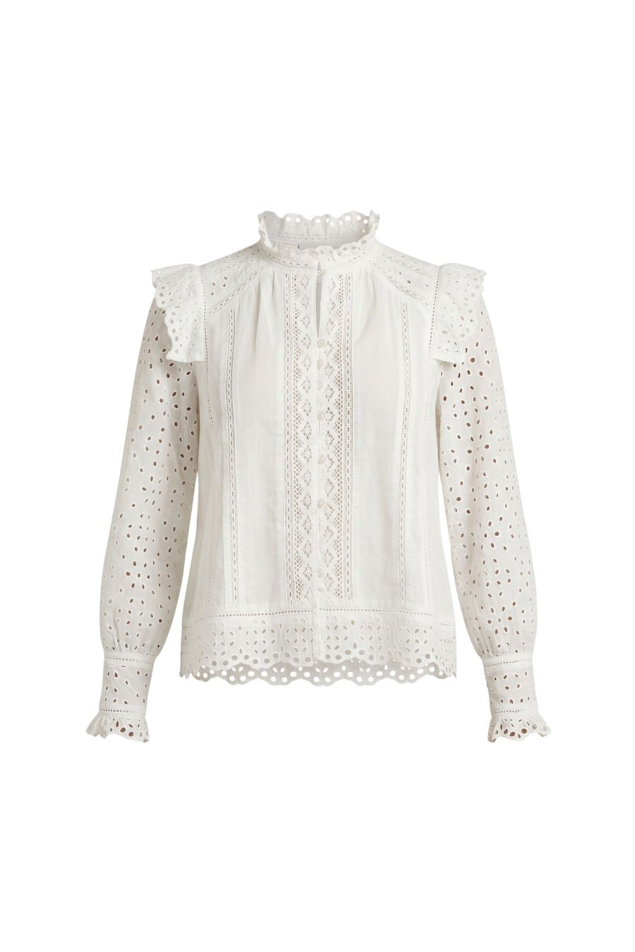 Eyelet Long Sleeve Blouse