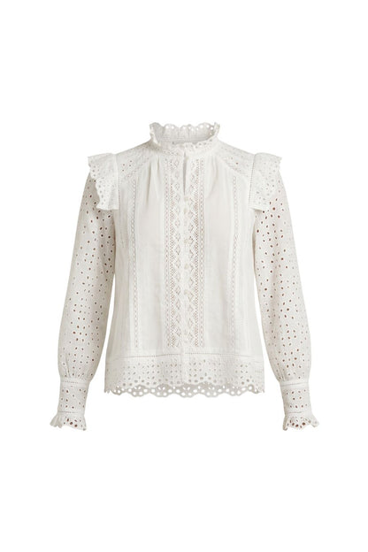 Eyelet Long Sleeve Blouse
