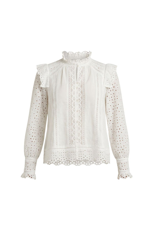 Eyelet Long Sleeve Blouse