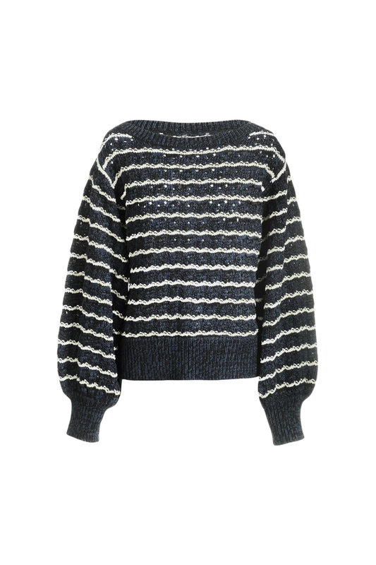 Cy Striped Sweater in Midnight Cream Cotton