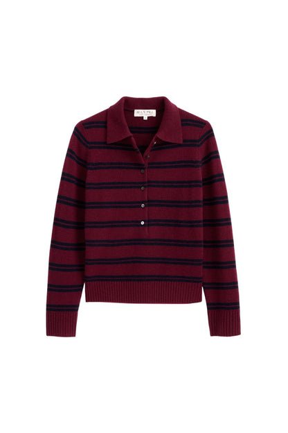 Park Polo Sweater in Deep Navy/Barolo