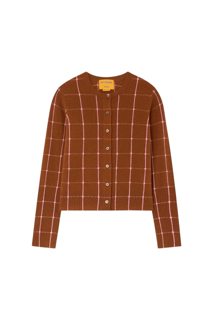 Jane Checker Cardigan in Burnt Sienna/Sprinkle by Guest in Residence