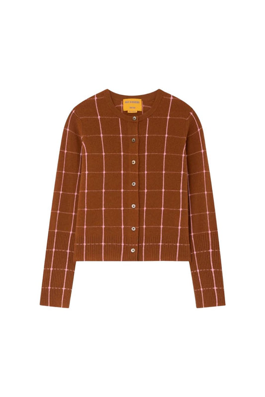 Jane Checker Cardigan in Burnt Sienna/Sprinkle