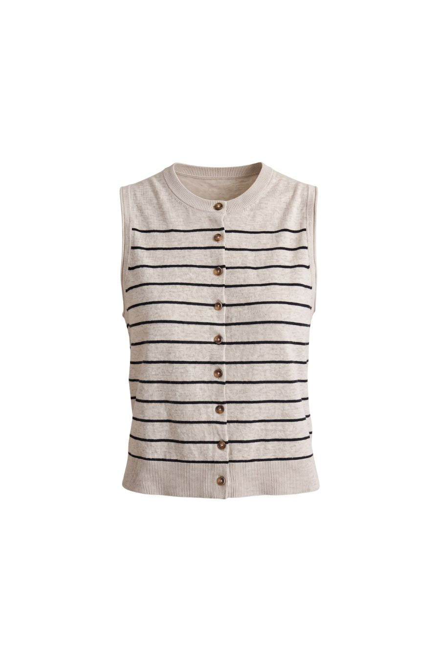 Stripe Lee Vest in Tan/Black