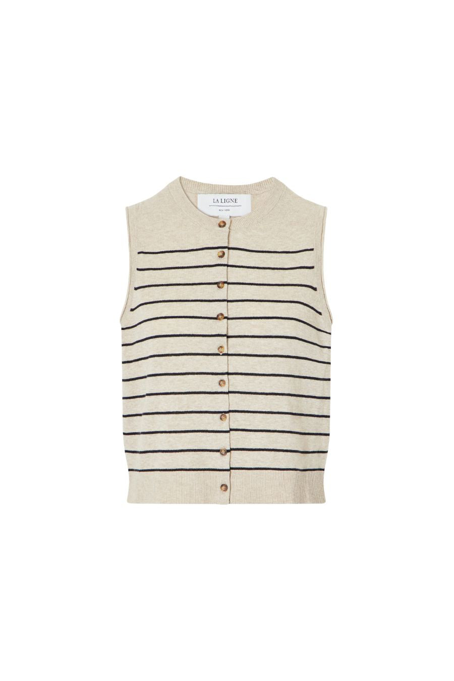 Stripe Lee Vest in Tan/Black