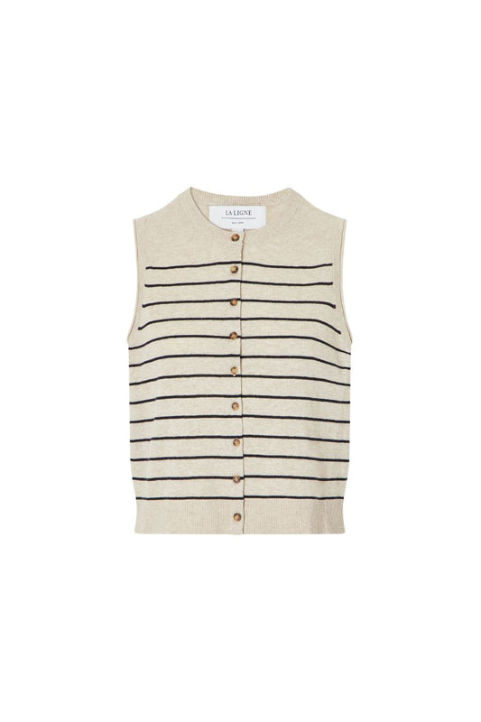 Stripe Lee Vest in Tan/Black
