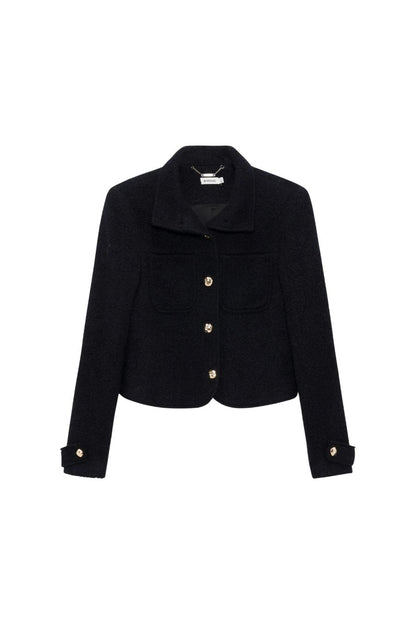 Wilcox Textured Wool Jacket in Black by Simkhai