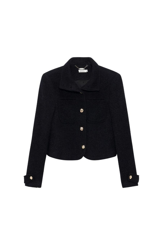 Wilcox Textured Wool Jacket in Black by Simkhai