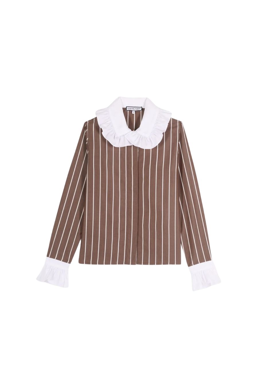 Boissiere Shirt in Brown Stripes by Maria De La Orden