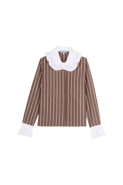Boissiere Shirt in Brown Stripes by Maria De La Orden