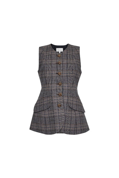 Tess Vest in Keighly Plaid Grey