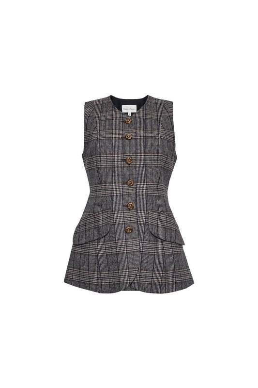 Tess Vest in Keighly Plaid Grey