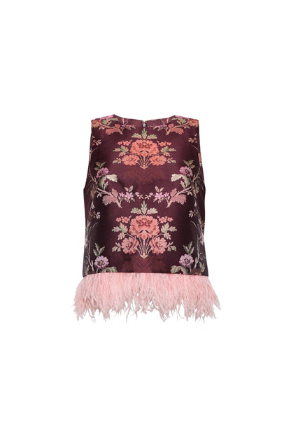 Belmond Top in Trellis Jacquard Maroon