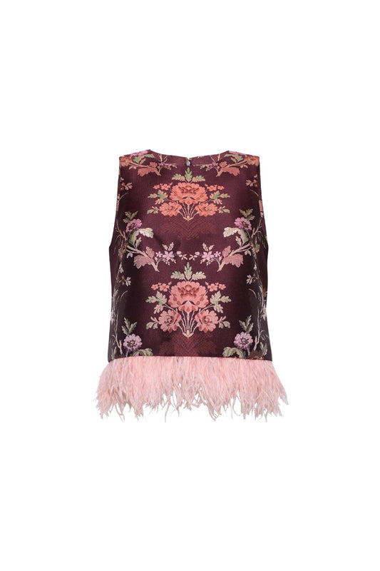 Belmond Top in Trellis Jacquard Maroon