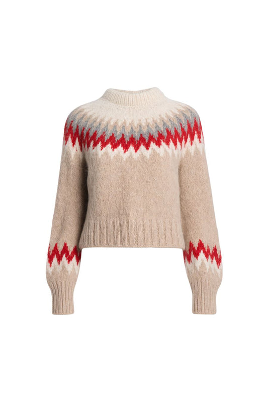 Harper Sweater in Pale Camel/Scarlett Combo