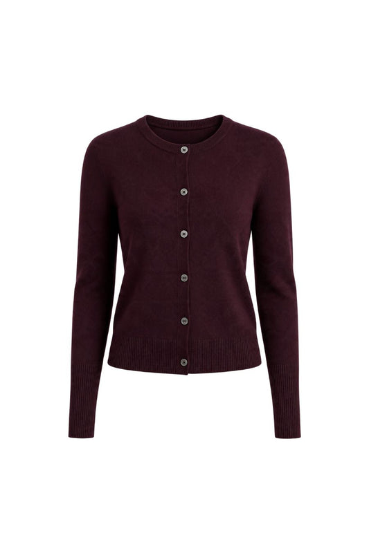 Solid Lean Lines Cardigan in Port by LA LIGNE