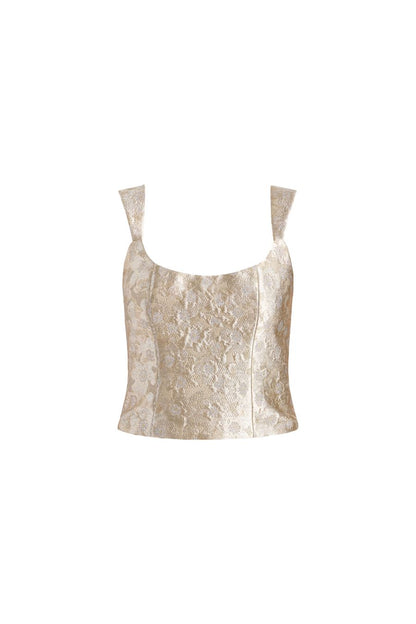 TS Maisie Corset Top in Silver Metallic Floral