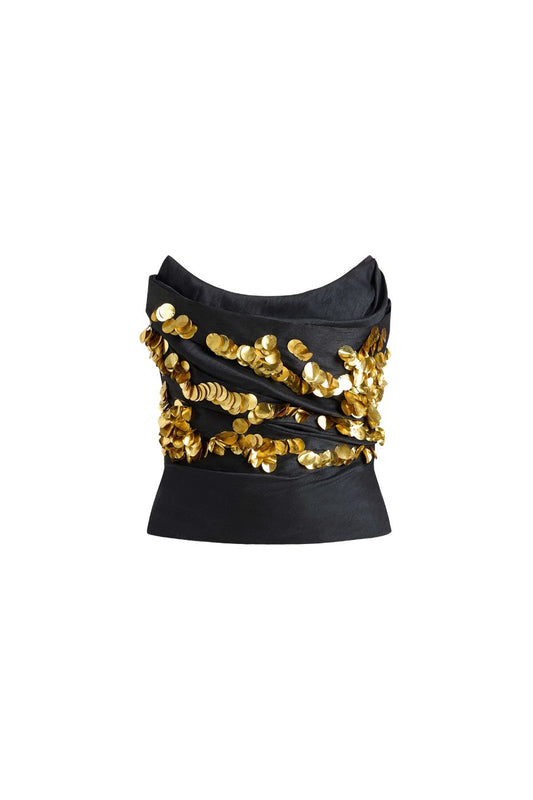 TS Lily Sequin Embellished Gold Top