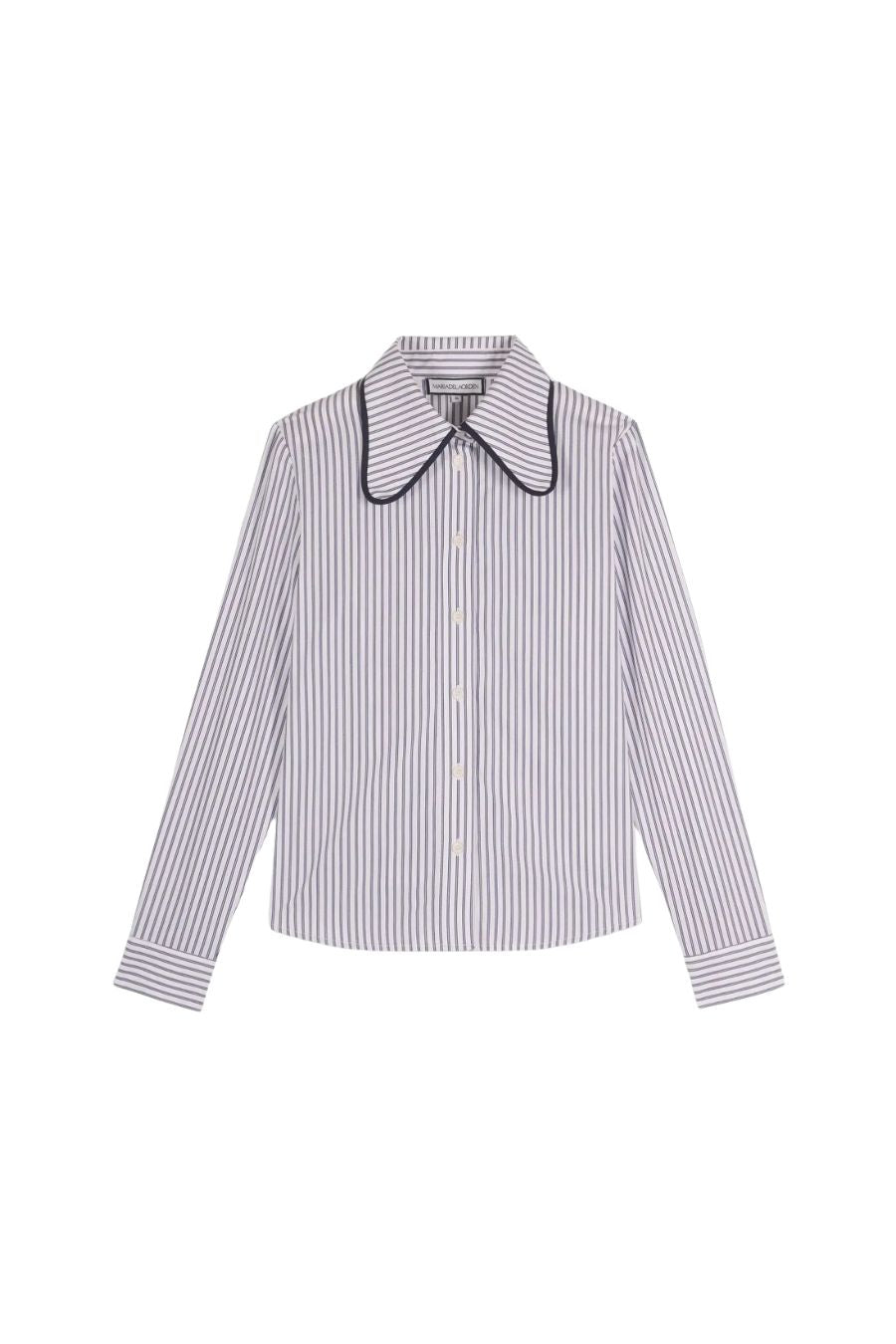 Ala Shirt in Navy Stripes by Maria De La Orden