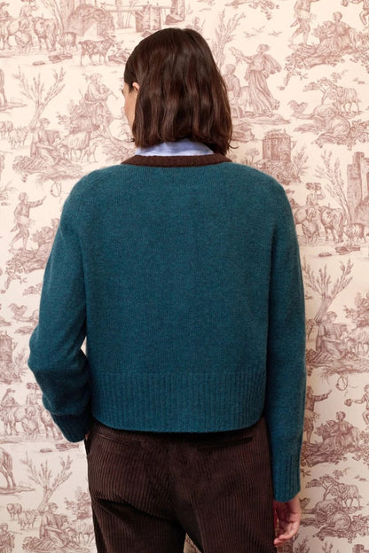 Leti Cardigan in Navy Blue by Maria De La Orden