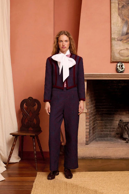Jones Jacket in Navy Retro Jacquard by Maria De La Orden