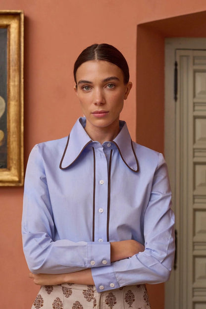 Ala Shirt in Sky Blue by Maria De La Orden