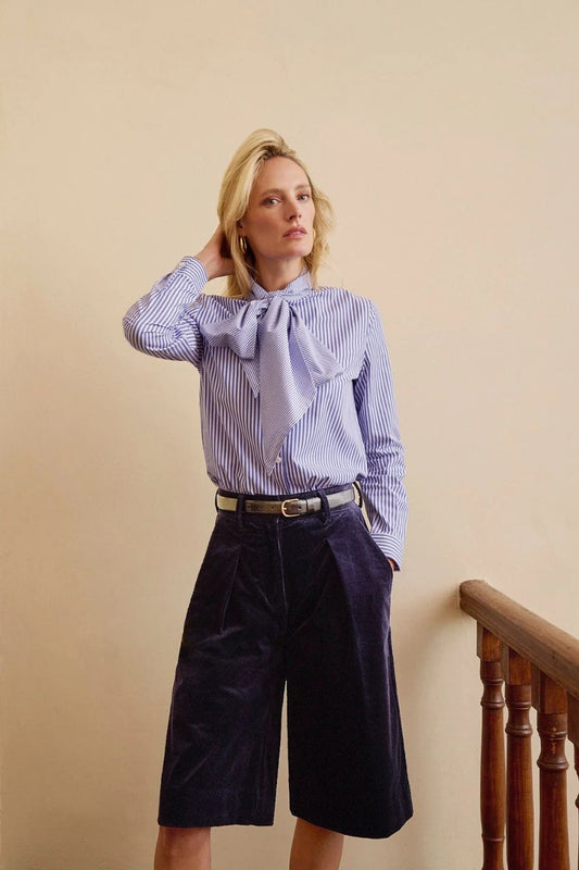Fairy Shirt in Blue Multi Stripes by Maria De La Orden