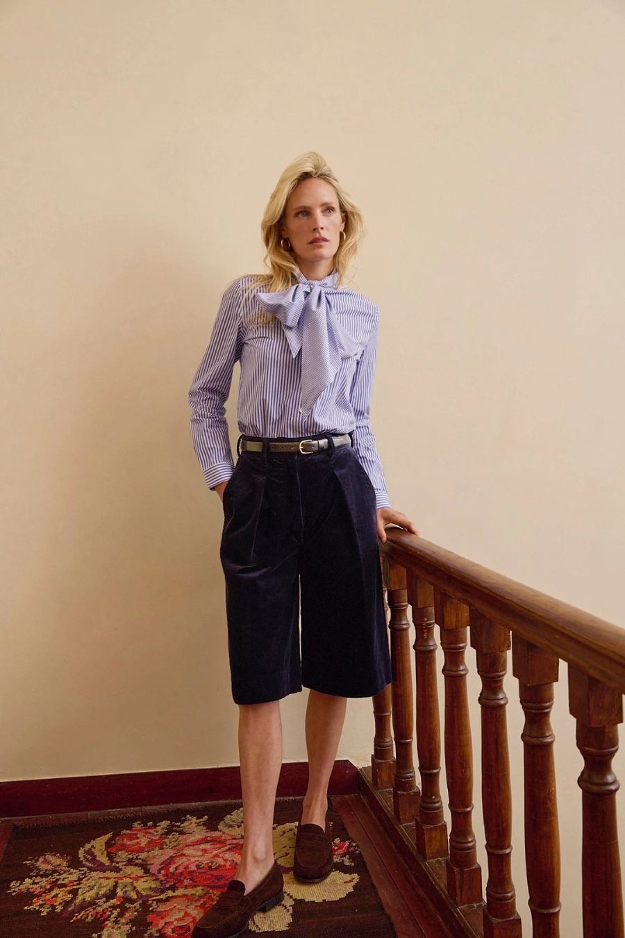 Fairy Shirt in Blue Multi Stripes by Maria De La Orden