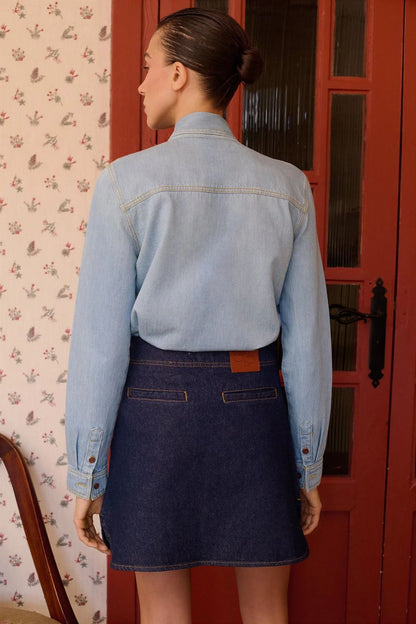 Fairy Shirt in Denim Light Blue by Maria De La Orden
