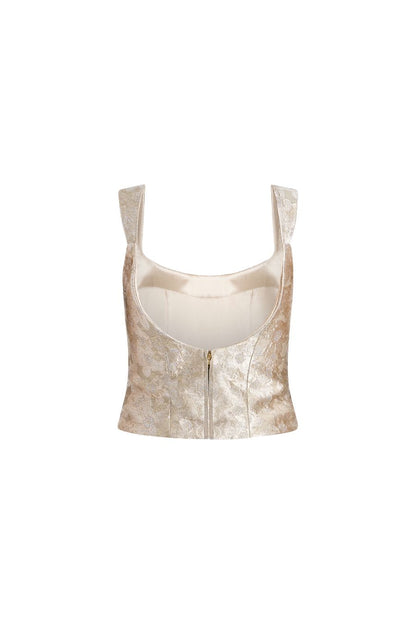 TS Maisie Corset Top in Silver Metallic Floral
