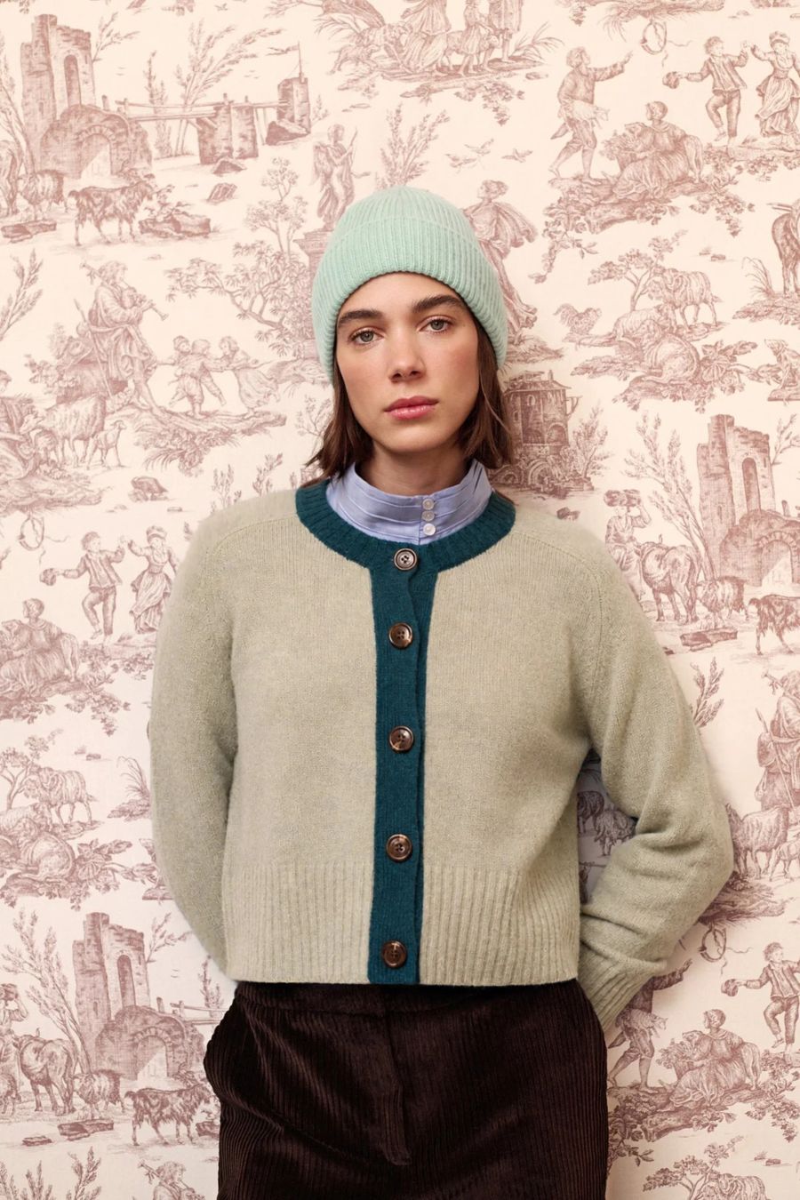 Leti Cardigan in Almond by Maria De La Orden