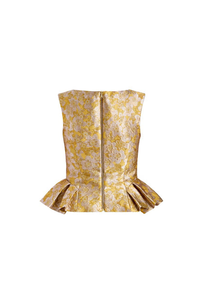 TS Jasminium Top in Gold Metallic Floral