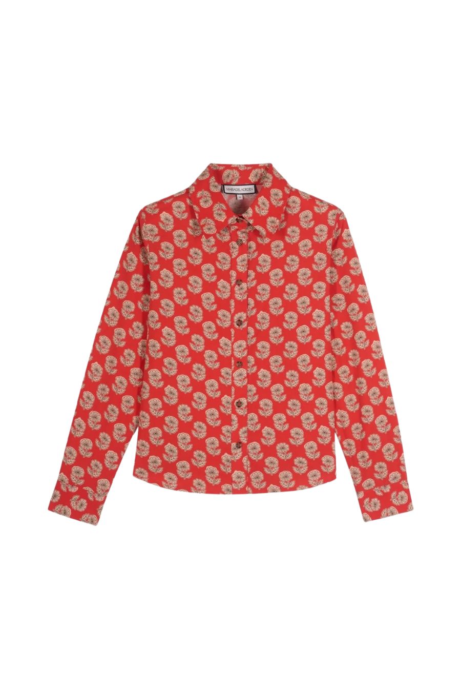 Alana Shirt in Red Flowers Popeline by Maria De La Orden